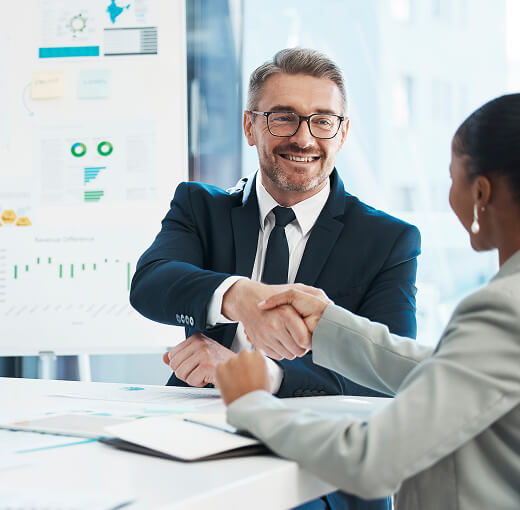 Financial services team collaborating on a contract