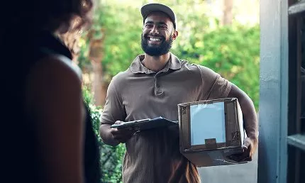 A gourmet burger and fries, representing a fine dining delivery service.